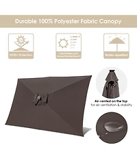 4Pack 10x6 Ft Solar Powered Patio Umbrella with Tilt Crank Aluminum Outdoor Pool