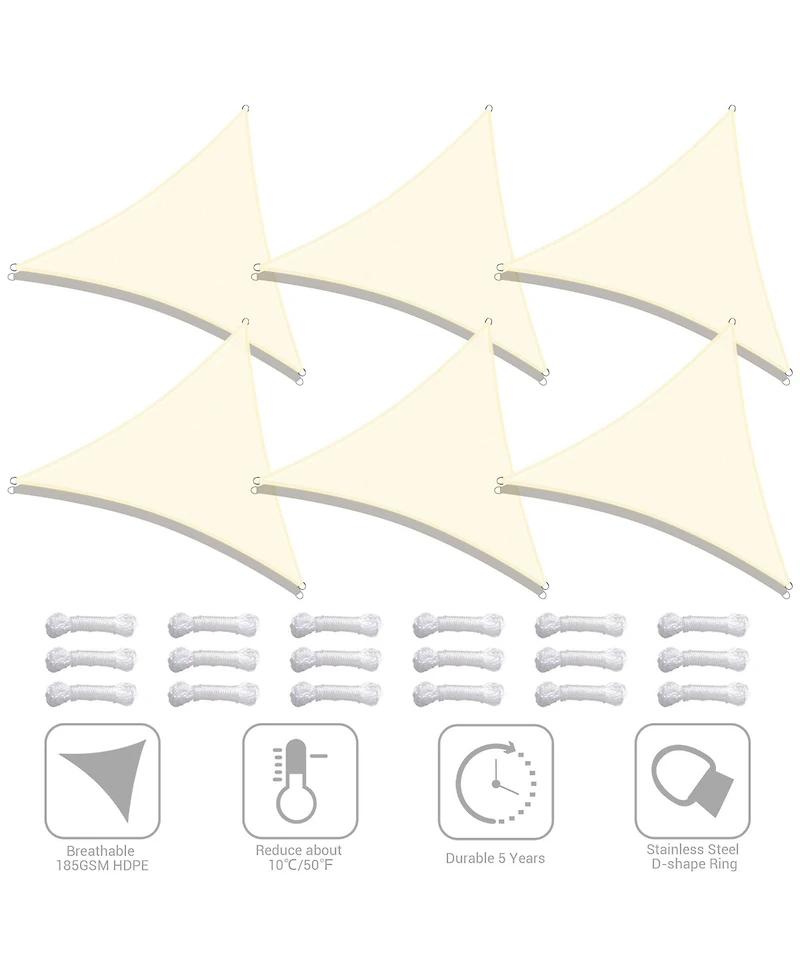 Yescom 6 Pack 7 Ft 97% Uv Block Triangle Sun Shade Sail Heavy Duty Outdoor