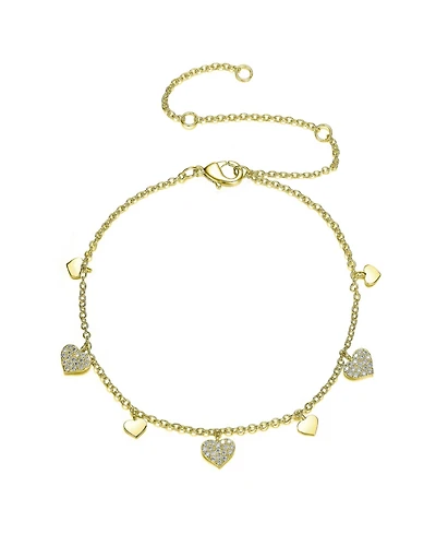 GiGiGirl Sterling Silver 14K Gold Plated Cubic Zirconia Heart Charm Bracelet