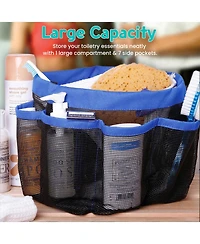 Yescom Portable Mesh Shower Caddy Tote 8 Pockets Bathroom Carry Bag Blue/Black Opt