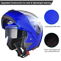 Ahr Run-m Full Face Flip up Modular Motorcycle Helmet Dot Approve Dual Visor Motocross Matt Black Xl