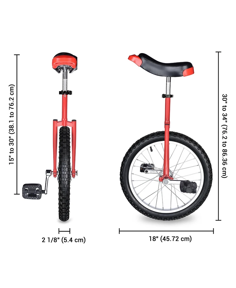 Yescom 18 In Wheel Outdoor Unicycle Skid-proof Tire Fitness Bicycle Balance Training for Adults Teenagers Kids