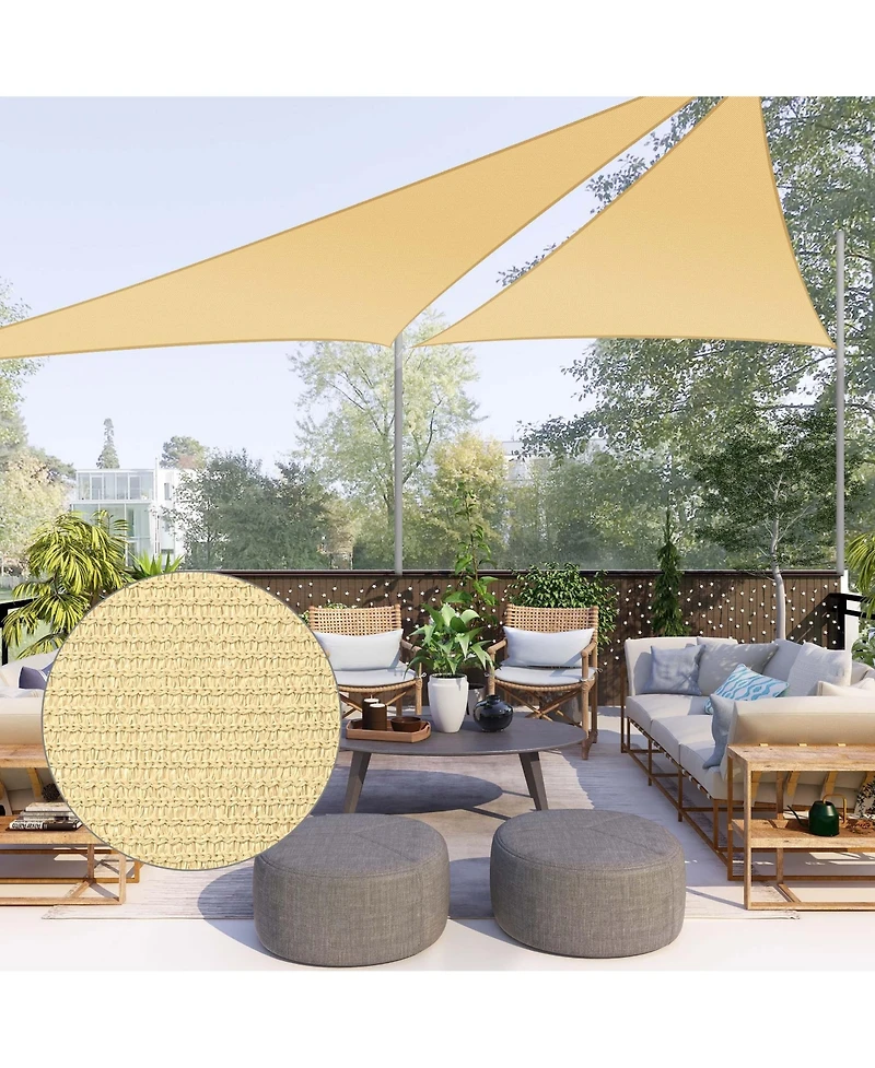 2 Pack 11 Ft 97% Uv Block Hdpe Triangle Sun Shade Sail Canopy Outdoor Cover Net
