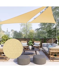 2 Pack 11 Ft 97% Uv Block Hdpe Triangle Sun Shade Sail Canopy Outdoor Cover Net