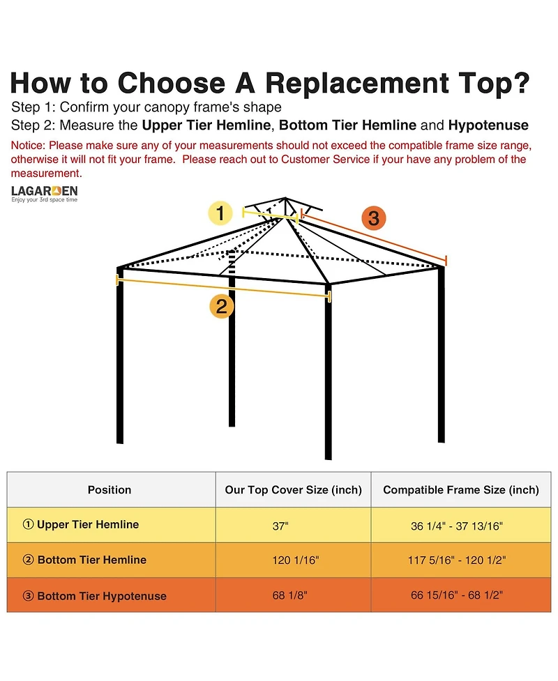Yescom 10x10Ft UV30+ Gazebo Replacement Top for 2 Tier Outdoor Canopy Cover Patio Backyard Party Deck Coffee Liqueur