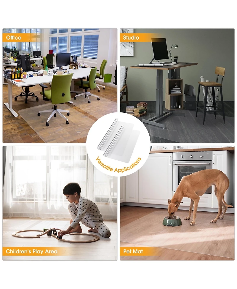 Yescom Clear Office Chair Mat for Hardwood 60"x46" Rectangle 2PCS Plastic Floor Protector for Rolling Desk Chairs 1/16" Thickness
