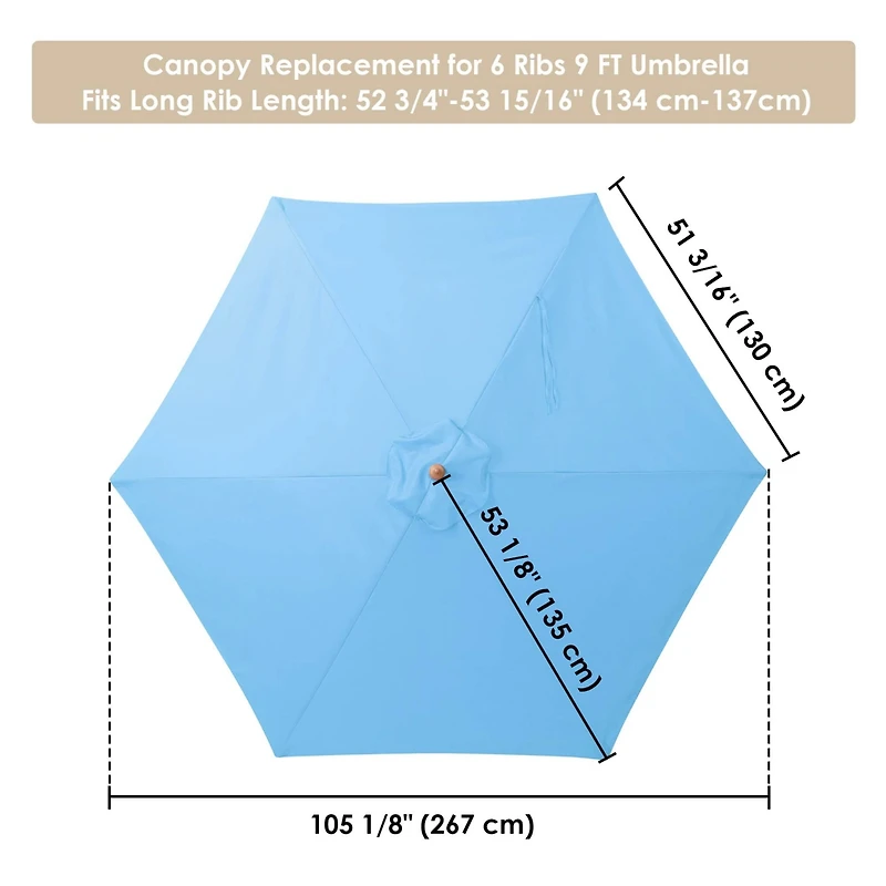 9 Ft Patio Umbrella Replacement Canopy Market Table Top Outdoor Sunshade Cover
