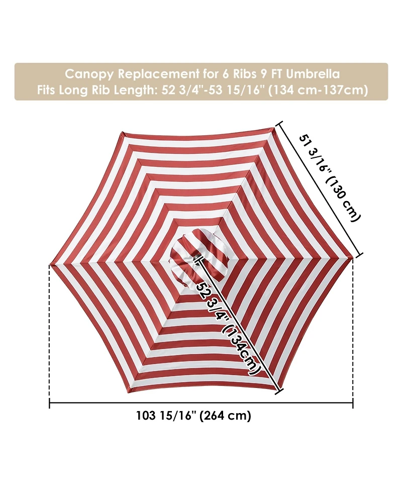 9 Ft Patio Umbrella Replacement Canopy Market Table Top Sunshade Cover Garden