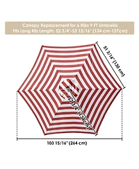 9 Ft Patio Umbrella Replacement Canopy Market Table Top Sunshade Cover Garden