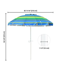 Yescom 7 Ft Striped Outdoor Umbrella Uv Protection Sunshade Tilt Sand Anchor