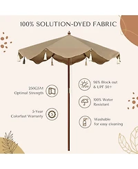LAGarden Boho 7' Fringe Patio Umbrella with Fringe UPF50+ Boho Style 5-Year-Non-Fading for Yard,Model:BH7W-10