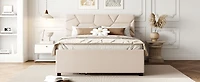 Simplie Fun Full Size Upholstered Platform Bed With Brick Pattern Headboard And Twin Size Trundle