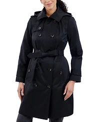 London Fog Women's Double-Breasted Hooded Trench Coat, Created for Macy's