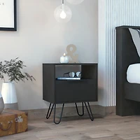 Fm Furniture Vienna Nightstand, Shelves, Hairpin Legs