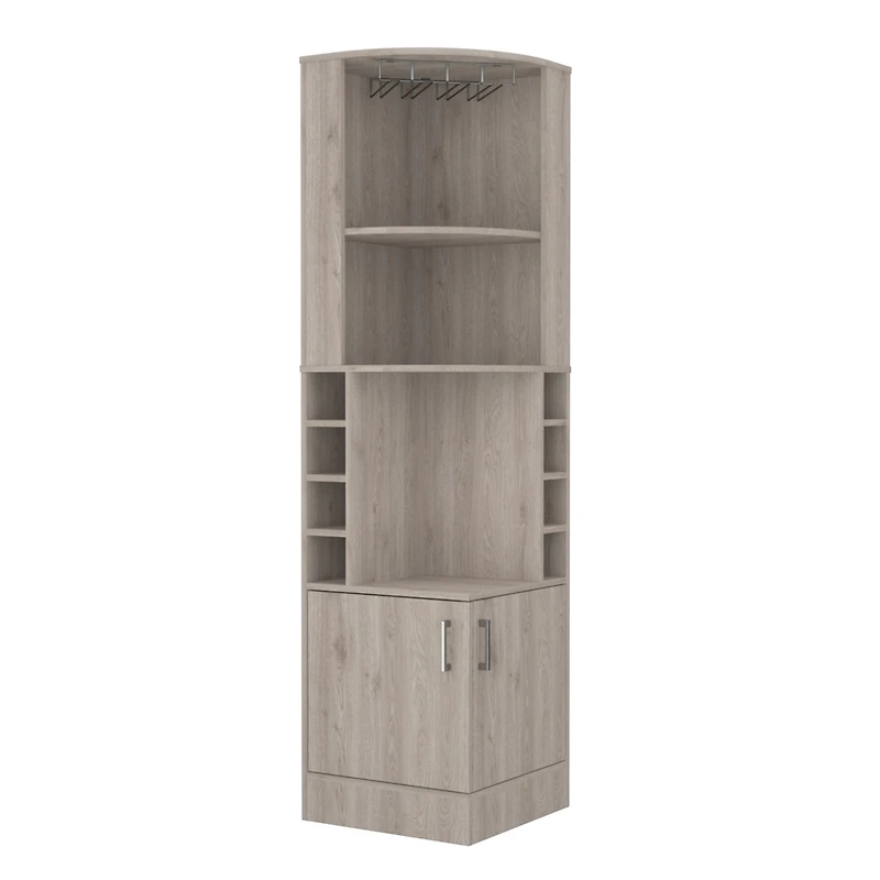 Fm Furniture Seattle Bar Cabinet, Eight Bottle Cubbies, Two Large Open Shelves