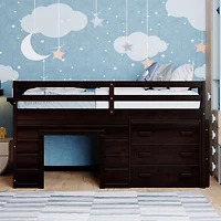 Streamdale Twin Loft Bed With Cabinet And Shelf