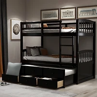 Streamdale Twin Bunk Bed with Ladder, Rail, Trundle and Drawers