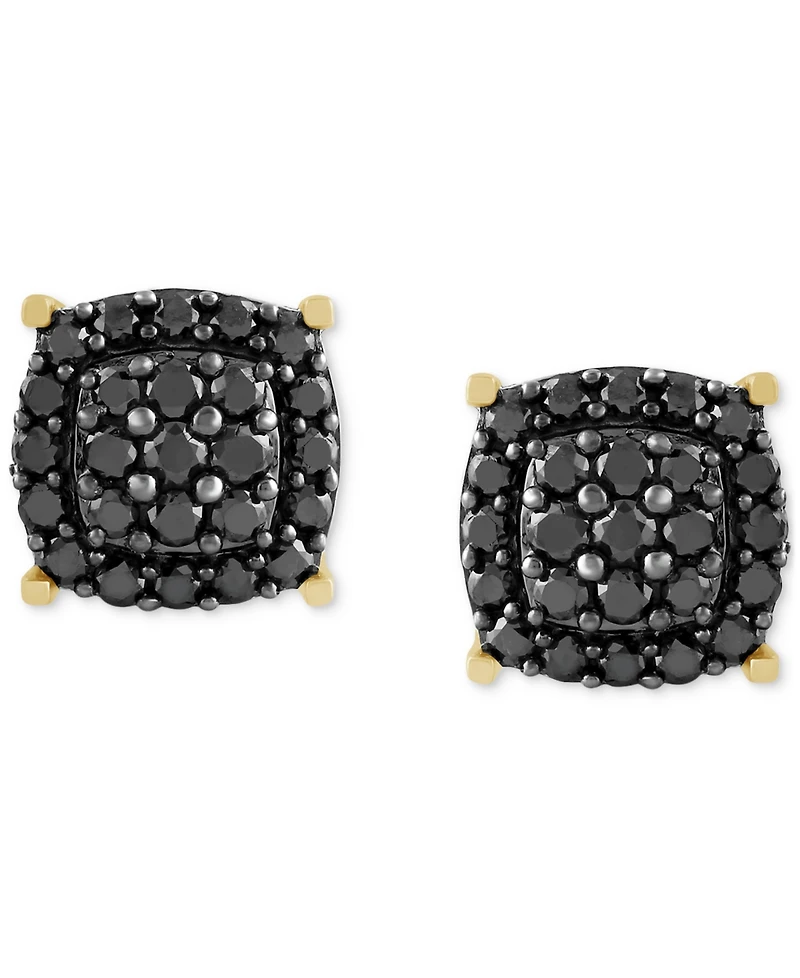 Men's Black Diamond Halo Cluster Screw Back Stud Earrings (1 ct. t.w.)