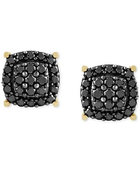 Men's Black Diamond Halo Cluster Screw Back Stud Earrings (1 ct. t.w.)