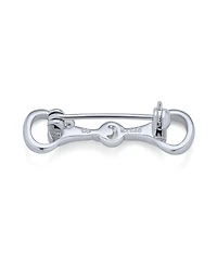 Bling Jewelry Equestrian Gift Double Bit Horse Snaffle Brooche Pin 14K Gold Plated Silver