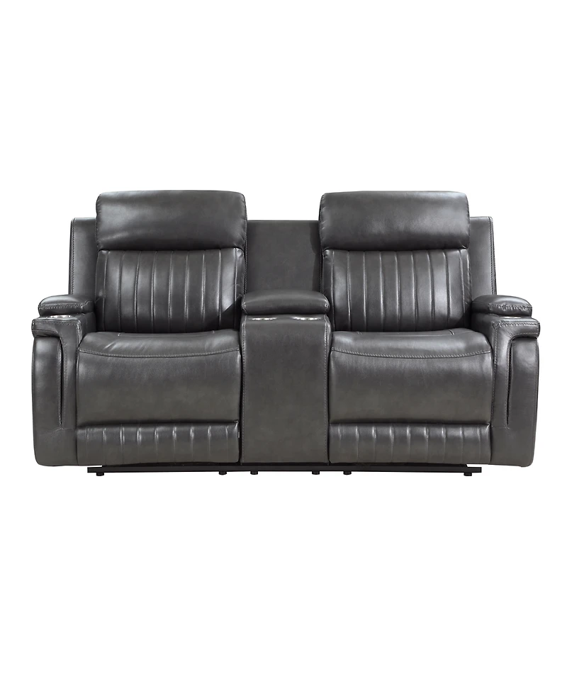 Homelegance White Label Wallstone 73" Double Reclining Love Seat with Center Console