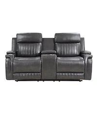 Homelegance White Label Wallstone 73" Double Reclining Love Seat with Center Console