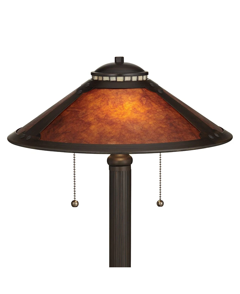 Robert Louis Tiffany Mica Mission Desk Lamp 18 1/2" High Oil Rubbed Bronze Natural Mica Shade for Bedroom Living Room Bedside Nightstand Kids Fam