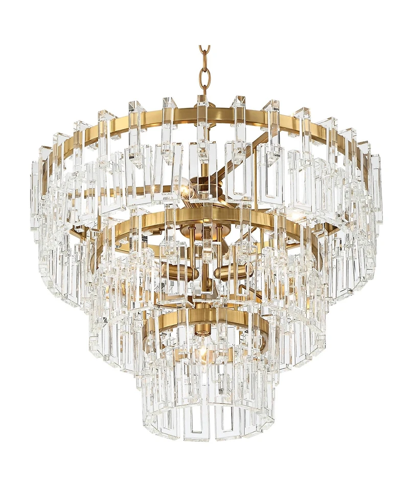 Vienna Full Spectrum Luxum Burnished Brass Chandelier 23 1/2" Wide Modern Tiered Crystal 8-Light Fixture for Dining Room House Foyer Kitchen Isla