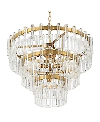 Vienna Full Spectrum Luxum Burnished Brass Chandelier 23 1/2" Wide Modern Tiered Crystal 8-Light Fixture for Dining Room House Foyer Kitchen Isla