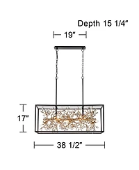 Possini Euro Design Carrine Black Gold Linear Pendant Chandelier 38 1/2" Wide Modern Clear Crystal 8-Light Fixture for Dining Room Kitchen Island