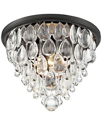 Vienna Full Spectrum Lorraine Modern Ceiling Light Flush Mount Fixture 12 1/2" Wide Bronze Crystal Drops Shade for Bedroom Kitchen Living Room Ha