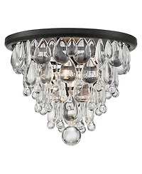 Vienna Full Spectrum Lorraine Modern Ceiling Light Flush Mount Fixture 12 1/2" Wide Bronze Crystal Drops Shade for Bedroom Kitchen Living Room Ha