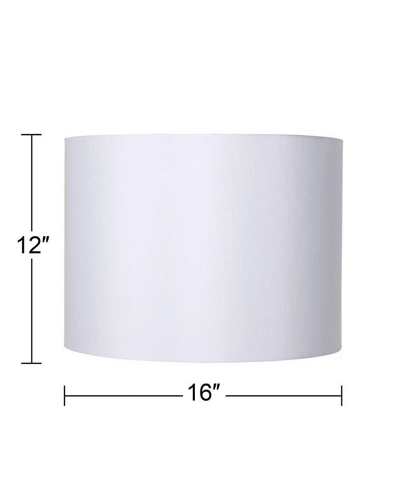 Springcrest White Hardback Medium Drum Lamp Shade 16" Top x 16" Bottom x 12" High (Spider) Replacement with Harp and Finial