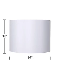 Springcrest White Hardback Medium Drum Lamp Shade 16" Top x 16" Bottom x 12" High (Spider) Replacement with Harp and Finial