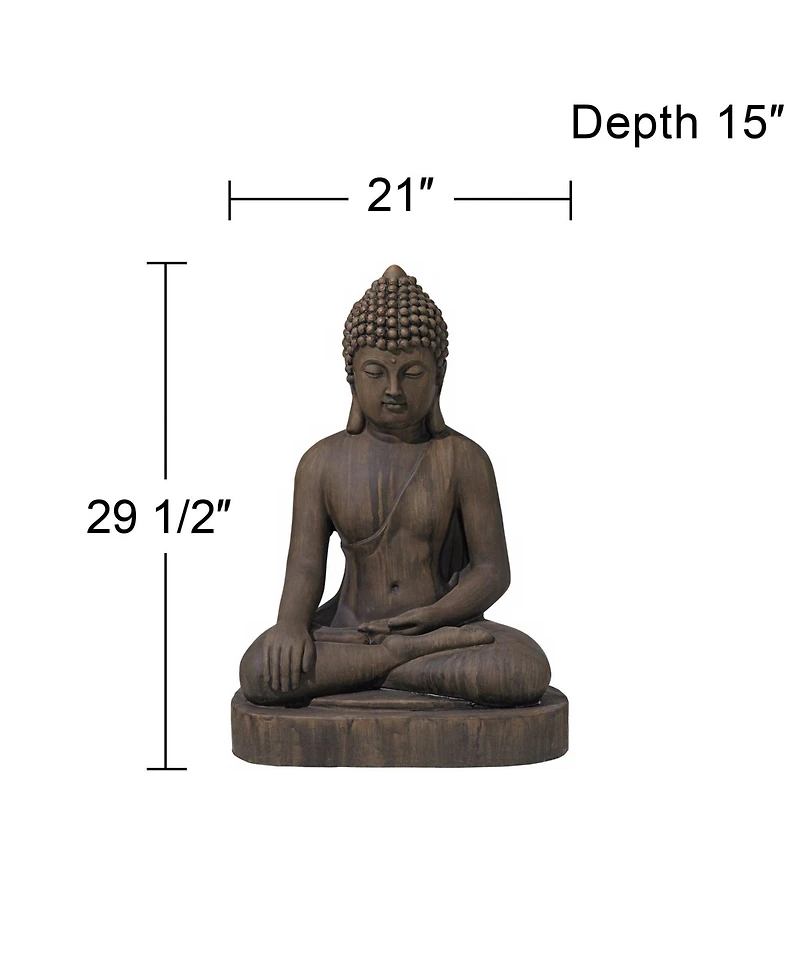 John Timberland Sitting Buddha Statue Sculpture Zen Asian Decor Outdoor Garden Yard Dark Sandstone Faux Stone Finish 29 1/2" High