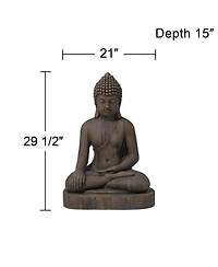 John Timberland Sitting Buddha Statue Sculpture Zen Asian Decor Outdoor Garden Yard Dark Sandstone Faux Stone Finish 29 1/2" High