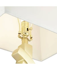 360 Lighting Simone Modern Table Lamps 28" Tall Set of 2 Sculptural Gold Metal Usb Charging Port White Rectangular Shade Bedroom Living Room