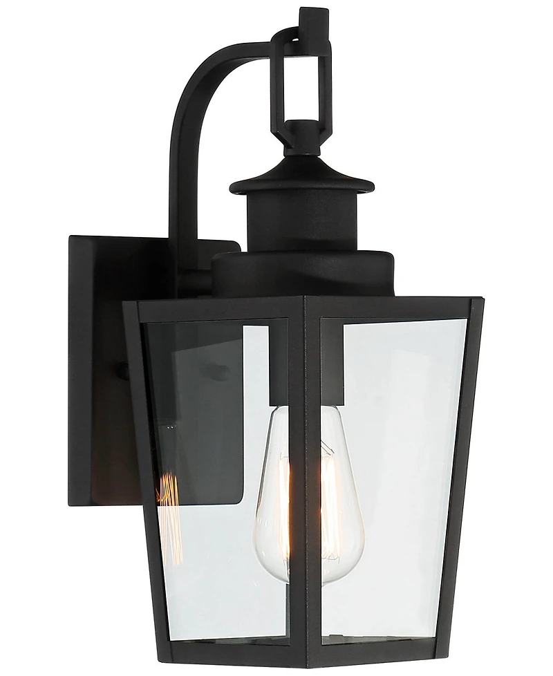 Ackerly 14" High Farmhouse Rustic Lantern Outdoor Wall Light Fixture Mount Porch House Exterior Outside Edison Bulb Weatherproof Textured Black Finish