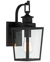 Ackerly 14" High Farmhouse Rustic Lantern Outdoor Wall Light Fixture Mount Porch House Exterior Outside Edison Bulb Weatherproof Textured Black Finish