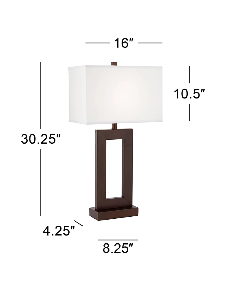 360 Lighting Marshall Modern Industrial Table Lamp 30 1/2" Tall Bronze Metal White Rectangular Shade for Bedroom Living Room Bedside Nightstand O