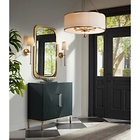 Elena Modern Wall Sconce Lighting Warm Brass Gold Metal Hardwired 21" High Fixture Cream Linen Shade Decor for Bedroom Bedside Living Room Home H