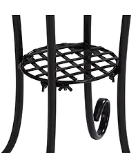 Teal Island Designs Rustic Black Round Outdoor Accent Side Tables 14" Wide Set of 2 Brown Mosaic Tabletop for Front Porch Patio Home House