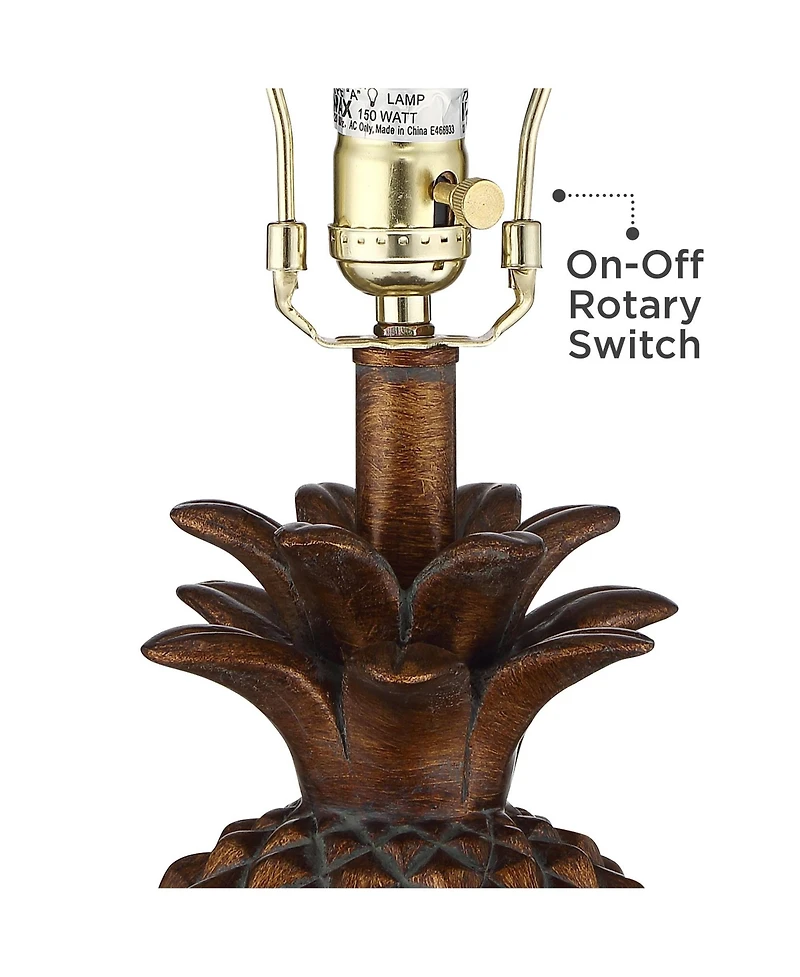 Regency Hill Paget Tropical Accent Table Lamp 23 3/4" High Pineapple Brown Oatmeal Fabric Tapered Drum Shade for Bedroom Living Room Bedside Offi