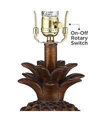 Regency Hill Paget Tropical Accent Table Lamp 23 3/4" High Pineapple Brown Oatmeal Fabric Tapered Drum Shade for Bedroom Living Room Bedside Offi