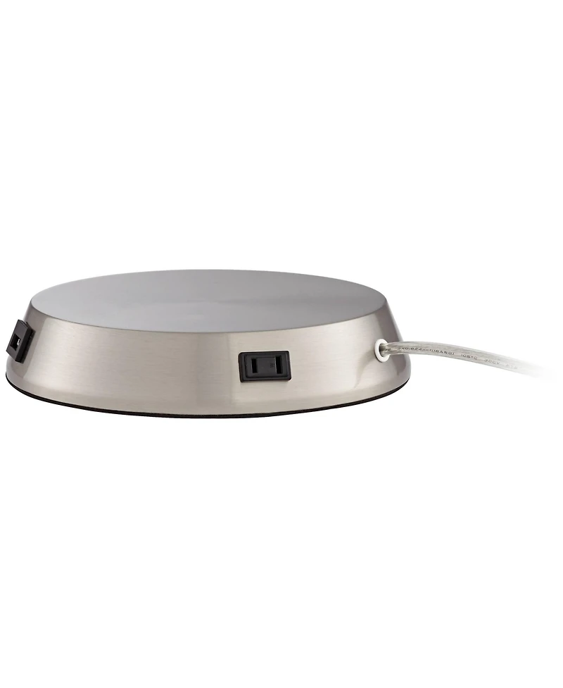 Modern Workstation Table Lamp Base with Usb and Ac Power Outlet Universal Charging Brushed Nickel Touch On Off Sensor for Living Room Bedroom Bedside