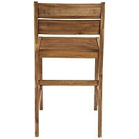 Teal Island Designs Wood Outdoor Bar Stools 24" Set of 2 High Farmhouse Rustic with Ladder Backrest Footrest for Kitchen Counter Island Patio Gar