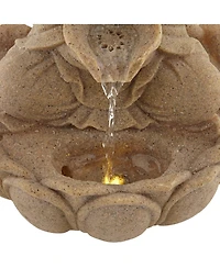 Calm Buddha 14" High Small Zen Asian Indoor Outdoor Decor Sand Stone Tabletop Fountain with Light Led Outside