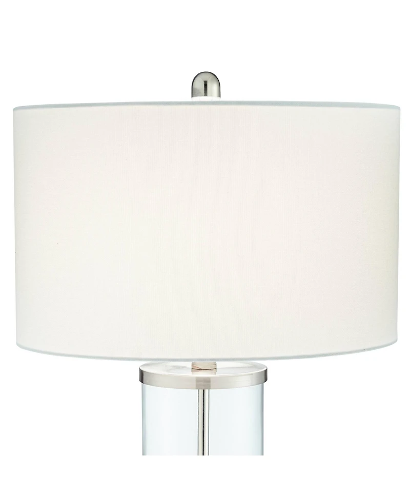 360 Lighting Watkin Modern Table Lamps 27 1/2" Tall Set of 2 Clear Glass with Usb and Ac Power Outlet Led White Shade for Bedroom Living Room Bed