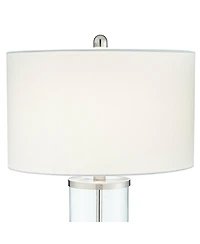 360 Lighting Watkin Modern Table Lamps 27 1/2" Tall Set of 2 Clear Glass with Usb and Ac Power Outlet Led White Shade for Bedroom Living Room Bed