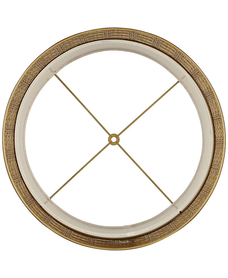Gold Finish Laser Cut Metal Large Drum Lamp Shade 17" Top x 17" Bottom x 10" High (Spider) Replacement - Spring crest
